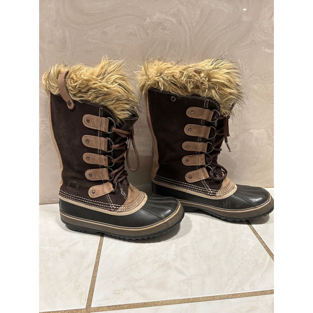 Sorel Women's Brown Leather Joan of Arctic Waterproof Lace-Up Size 8